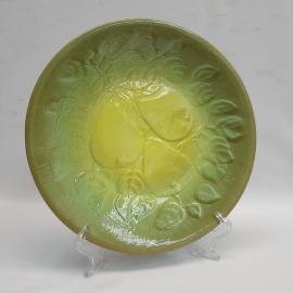 Винтажное декоративное сервировочное блюдо, обливная керамика 26 см, СССР