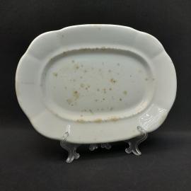 Антикварное овальное блюдо Кузнецов, фарфор 27х19 см, Царская Россия до 1917 г