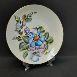 Винтажное блюдо Добрушский з-д, фарфор ручная роспись 30 см, СССР