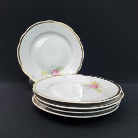 Винтажный набор из 5 тарелок Дулево, фарфор 195 мм, СССР