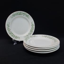 Винтажный набор из 5 десертных тарелок Чайка, фаянс 17 см, СССР