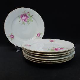 Винтажный набор из 7 десертных тарелок EPIAG, фарфор 20 см, Чехо-Словакия