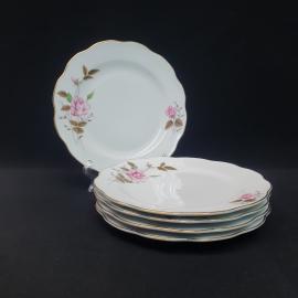 Винтажный набор из 5 десертных тарелок фарфор 175 мм, Старый Китай