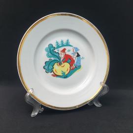Винтажная детская тарелка Репка Дулево, фарфор 195 мм, СССР