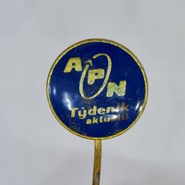 Значок СССР apn tydenik aktualit синий круглый эмалевый, советский и винтажный