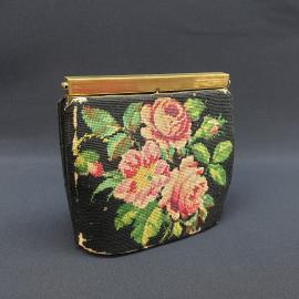 Винтажный клатч сумка вышивка гладью замша вставки латунь