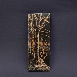 Винтажное деревянное панно 23х9 см резьба СССР