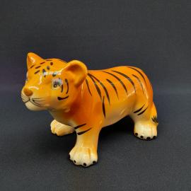 Винтажная статуэтка Тигр, фарфор 11 см, СССР