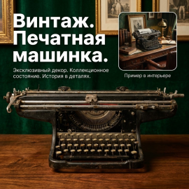 Винтажная печатная машинка Underwood, работоспособность неизвестна. США