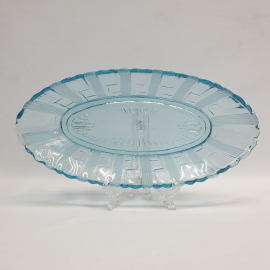 Винтажная селедочница, урановое цветное стекло 275 мм, СССР