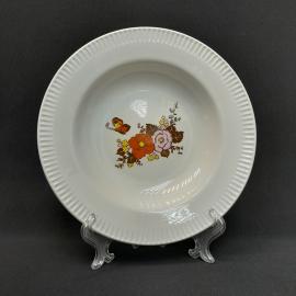 Винтажная суповая тарелка Красный фарфорист, фарфор 24 см, СССР