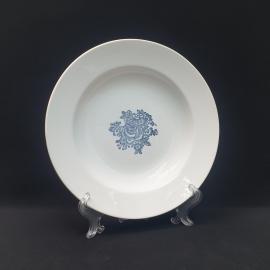 Винтажная суповая сервировочная тарелка ЗиК Конаково, фаянс 24 см, СССР