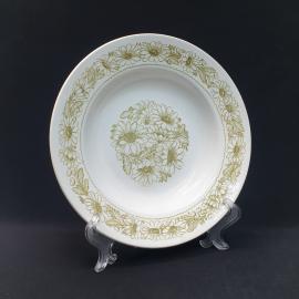 Винтажная суповая сервировочная тарелка ЗиК Конаково, фаянс 22 см, СССР