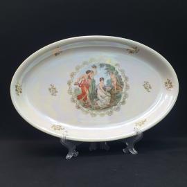 Винтажное сервировочное блюдо Fortuna Eisenberg, фарфор 36х23 см, ГДР СССР периода