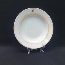 Винтажная суповая сервировочная тарелка ЗиК Конаково, фаянс 195 мм, СССР