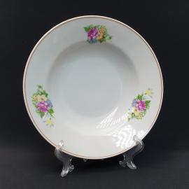 Винтажная суповая тарелка PRK , фарфор 24 см Северная Корея