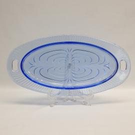 Винтажная селедочница цветное стекло 30 на 15 см, СССР