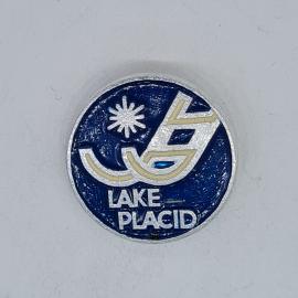 Значок СССР lake placid, эмблема зимних игр, синяя круглая форма, советский и винтажный