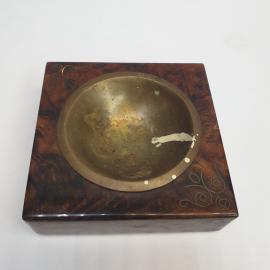 Винтажная пепельница 13 см дерево латунь СССР