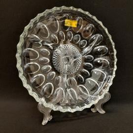 Винтажное сервировочное блюдо менажница, стекло 225 мм