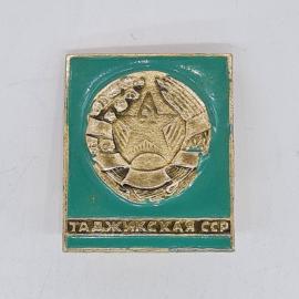 Значок СССР таджикская сср, герб республики на зеленом фоне, эмаль, советский и винтажный