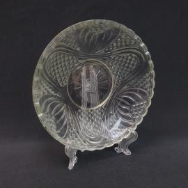 Винтажная ваза конфетница Уршельский з-д, стекло 16 см, СССР