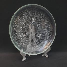 Винтажная ваза фруктовница блюдо на ножках Неман, стекло 24 см, СССР