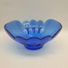 Винтажная ваза фруктовница салатник, цветное стекло 21 см, СССР