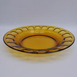 Винтажное сервировочное блюдо тарелка, медовое стекло 23 см, СССР