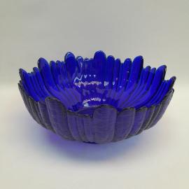 Винтажный салатник ваза фруктовница Гусь-хрустальный з-д, цветное стекло 21 см, СССР