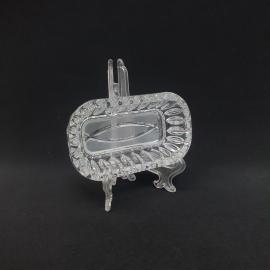 Винтажное малое блюдо для закусок ЛЗХЗ, хрусталь 12х7 см, СССР