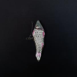 Винтажная елочная игрушка Рыба, стекло, СССР