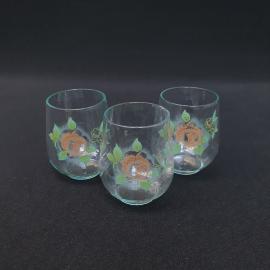 Винтажный набор из 3 стопок, цветное стекло 50 мл 6 см, СССР