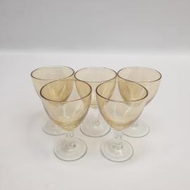 Винтажный набор из 5 рюмок, цветное стекло 50 мл 85 мм, СССР