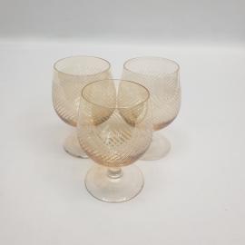 Винтажный набор из 3 фужеров бокалов, цветное стекло 150 мл 95 мм, СССР