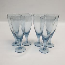 Винтажный набор из 6 бокалов фужеров, цветное стекло 150 мл 15 см, СССР