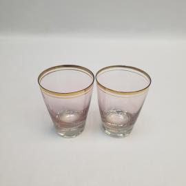 Винтажный набор из 2 стаканов, цветное стекло 175 мл 6 см, СССР