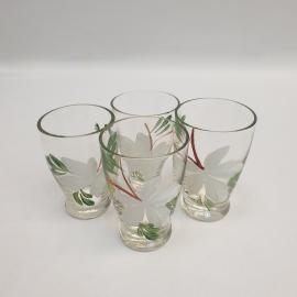 Винтажный набор из 4 стопок, стекло роспись 100 мл 45 мм, СССР