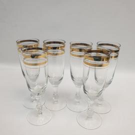 Винтажный набор из 6 бокалов фужеров, стекло 120 мл 17 см, СССР