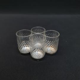 Винтажный набор из 4 стопок, стекло с металлическим дном Мельхиор 50 мл 4 см, СССР