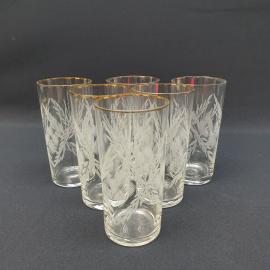 Винтажный набор из 6 стаканов, стекло 250 мл 13 см, СССР