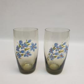 Винтажный набор из 2 стаканов, цветное стекло 250 мл 14 см, СССР