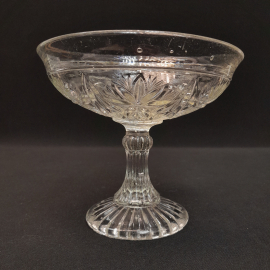 Антикварная ваза на ножке - фруктовница Васильки стекло высота 13 см Российская империя