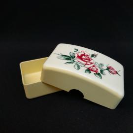 Винтажная мыльница Розы размер 10х15см, рисунок, пластик СССР