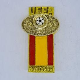 Значок СССР uefa, чемпионат европы, испания, футбольный мяч, советский и винтажный