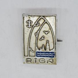 Значок СССР riga, город, собор, птицы над морем, эмаль, сувенир латвия, советский и винтажный