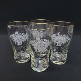 Винтажный набор из 4 стаканов, стекло 300 мл 14 см, СССР