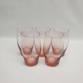 Винтажный набор из 5 стаканов, цветное стекло 200 мл 11 см, СССР