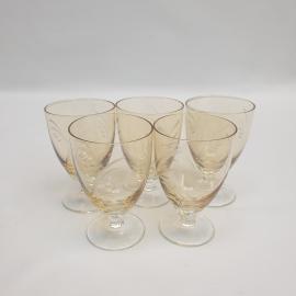 Винтажный набор из 5 рюмок, цветное стекло 55 мл 75 мм, СССР