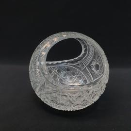 Винтажная ваза конфетница Дятьковский з-д, хрусталь 14 см, СССР